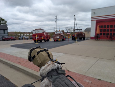 Meeting Mater and the gang on Route 66. Kyro wasn't sure the trucks were friendly.